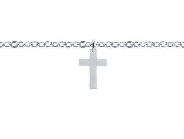 BRACROSS14-RH.jpg Bracelet chaînette agrémenté d'une pampille croix en acier inoxydable argenté