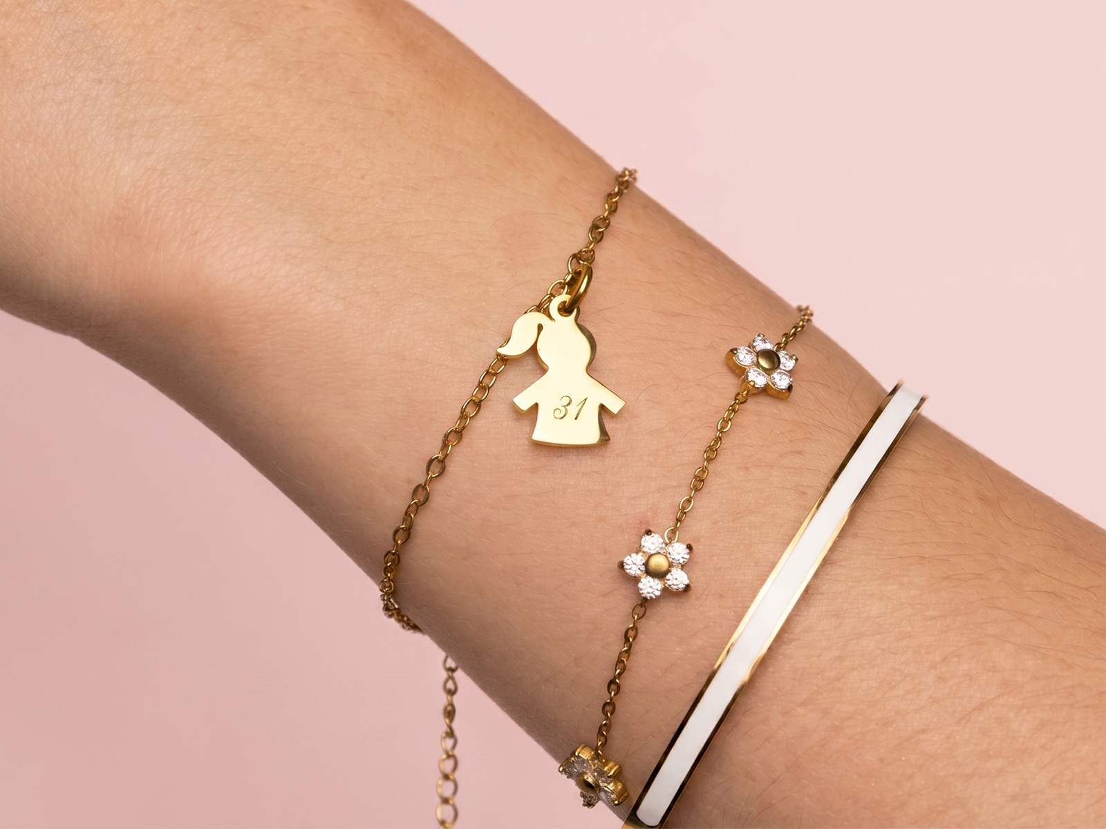 Bracelet petite fille acier doré à personnaliser