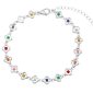 Bracelet fleurs colorées en acier inoxydable argenté