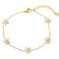 Bracelet fleurs oxydes de zirconium en acier inoxydable doré