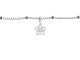 Bracelet maille boule alternée fleur oxydes de zirconium blancs en acier inoxydable argenté