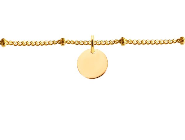 Bracelet maille boule alternée petite médaille acier doré à personnaliser