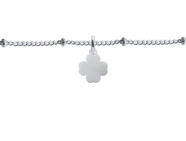 Bracelet maille boule alternée petit trèfle acier à personnaliser