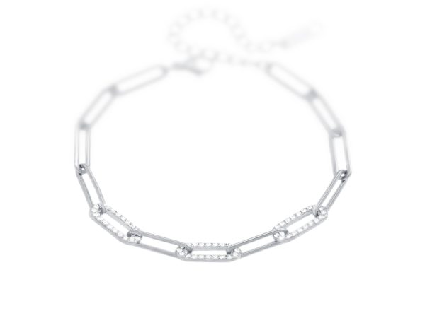 BRAMXLOZ-RH-1.jpg Bracelet maille trombone avec oxydes de zirconium blancs en acier inoxydable argenté