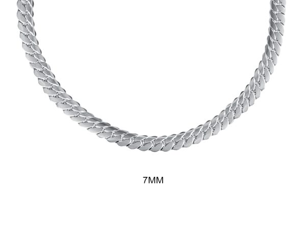 Collier maille anglaise en acier inoxydable argenté | Largeur: 7mm