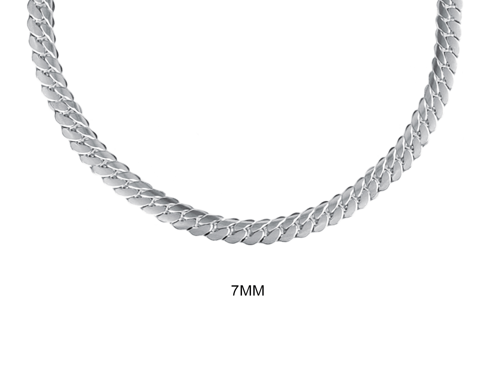 Collier maille anglaise en acier inoxydable argenté | Largeur: 7mm