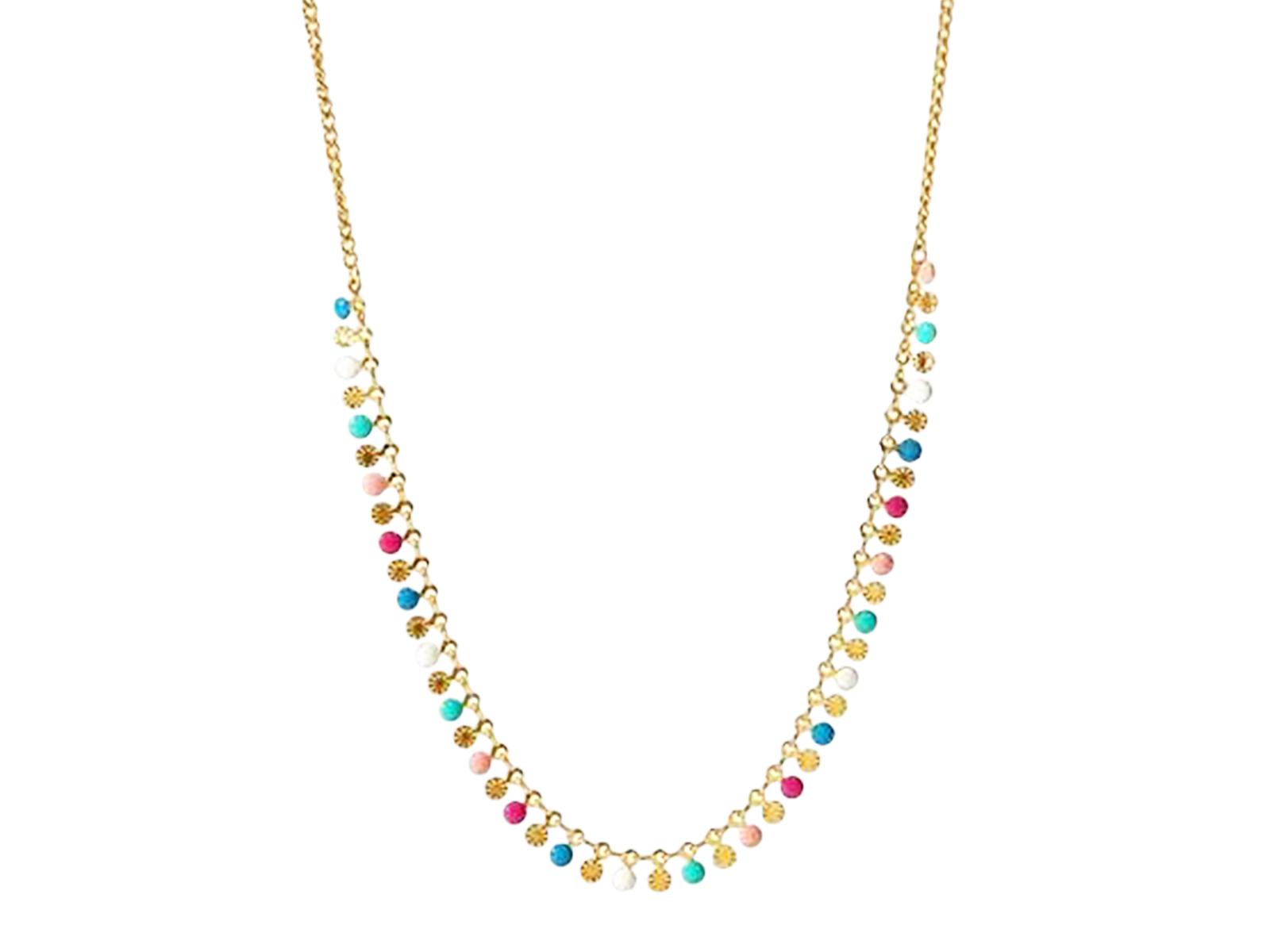 Collier bohème breloques colorées en acier inoxydable doré
