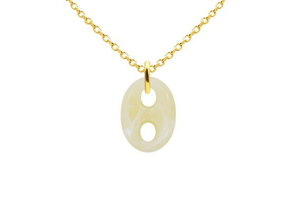 Collier chaîne maille forçat grain de café coloré en acier inoxydable doré