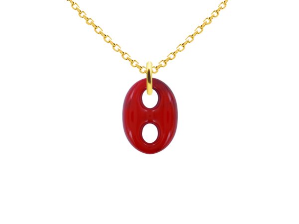 Collier chaîne maille forçat grain de café coloré en acier inoxydable doré