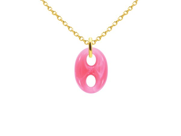 Collier chaîne maille forçat grain de café coloré en acier inoxydable doré