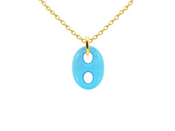 Collier chaîne maille forçat grain de café coloré en acier inoxydable doré
