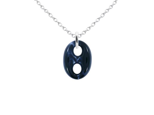 Collier chaîne maille forçat grain de café coloré en acier inoxydable argenté