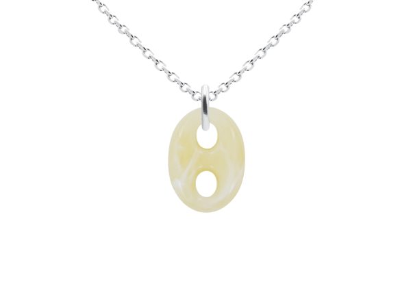 Collier chaîne maille forçat grain de café coloré en acier inoxydable argenté