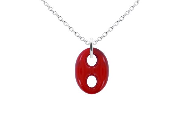 Collier chaîne maille forçat grain de café coloré en acier inoxydable argenté