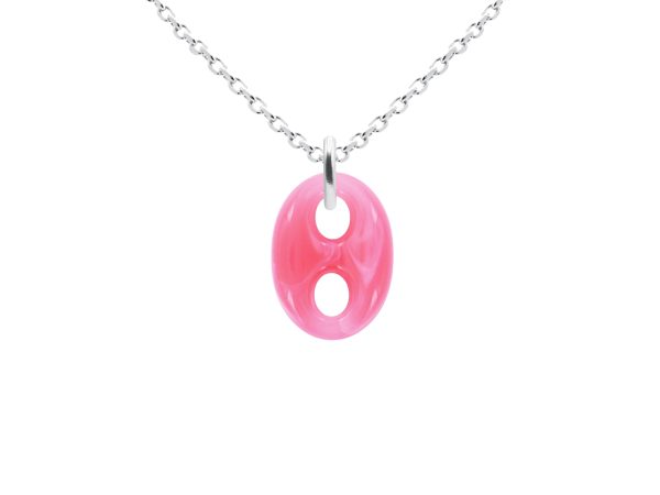 Collier chaîne maille forçat grain de café coloré en acier inoxydable argenté