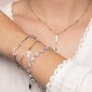 Bracelet maille trombone avec oxydes de zirconium blancs en acier inoxydable argenté