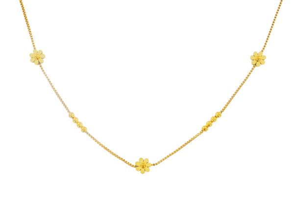 Collier fleurs en acier inoxydable doré