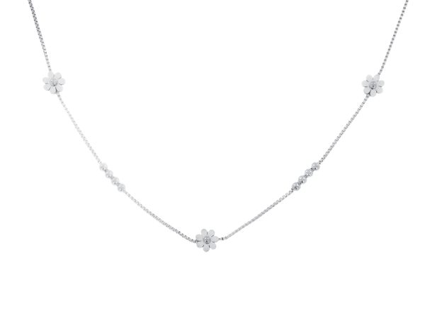 Collier fleurs en acier inoxydable argenté