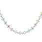 Collier fleurs colorées en acier inoxydable argenté