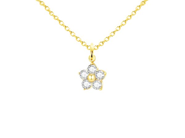 COLFLEUROZ-GOLD-1.jpg Collier chaîne maille forçat fleur oxydes de zirconium en acier inoxydable doré