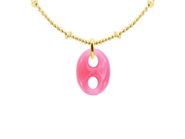 Collier chaîne maille boule alternée grain de café coloré en acier inoxydable doré