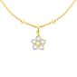 Collier chaîne maille boule alternée fleur oxydes de zirconium en acier inoxydable doré