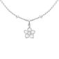 Collier chaîne maille boule alternée fleur oxydes de zirconium en acier inoxydable argenté