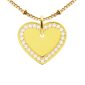 Collier chaîne maille boule alternée pendentif cœur (20mm) oxydes de zirconium à personnaliser en acier inoxydable doré