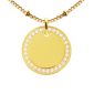 Collier chaîne maille boule alternée médaille ronde (20mm) oxydes de zirconium à personnaliser en acier inoxydable doré