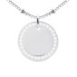 Collier chaîne maille boule alternée médaille ronde (20mm) oxydes de zirconium à personnaliser en acier inoxydable argenté