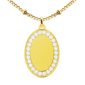 Collier chaîne maille boule alternée pendentif ovale (23mm) oxydes de zirconium à personnaliser en acier inoxydable doré
