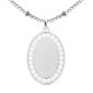 Collier chaîne maille boule alternée pendentif ovale (23mm) oxydes de zirconium à personnaliser en acier inoxydable argenté