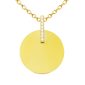 Collier chaîne maille forçat médaille ronde (20mm) baguette oxydes de zirconium à personnaliser en acier inoxydable doré