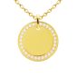 Collier chaîne maille forçat médaille ronde (20mm) oxydes de zirconium à personnaliser en acier inoxydable doré