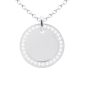 Collier chaîne maille forçat médaille ronde (20mm) oxydes de zirconium à personnaliser en acier inoxydable argenté