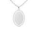 Collier chaîne maille forçat pendentif ovale (23mm) oxydes de zirconium à personnaliser en acier inoxydable argenté