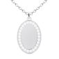 Collier chaîne maille forçat pendentif ovale (23mm) oxydes de zirconium à personnaliser en acier inoxydable argenté