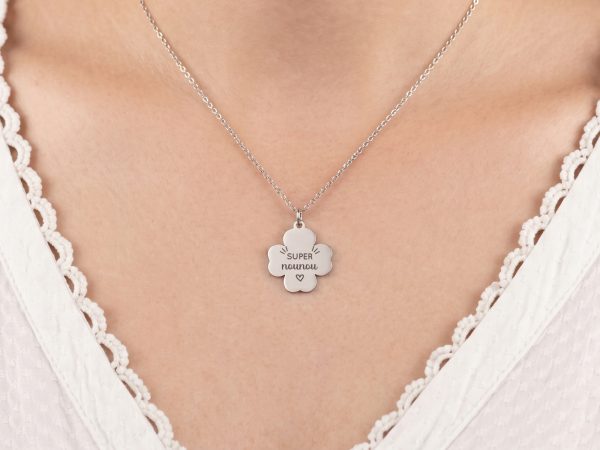 Collier en acier et trefle à personnaliser