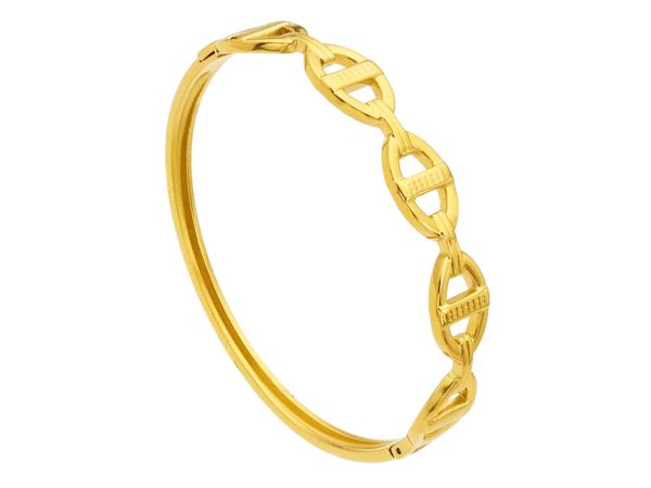 Jonc articulé maille marine en acier inoxydable doré