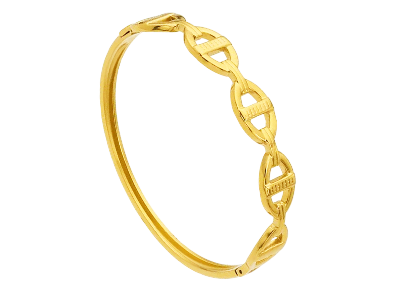 Jonc articulé maille marine en acier inoxydable doré