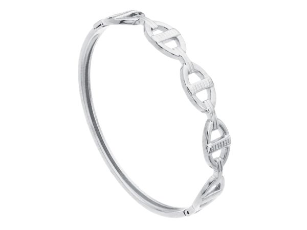 Jonc articulé maille marine en acier inoxydable argenté