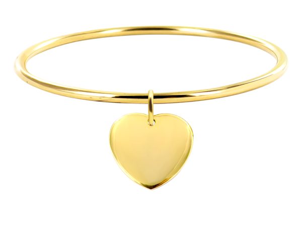 Bracelet jonc coeur acier doré à personnaliser