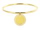 Jonc rigide médaille ronde (20mm) oxydes de zirconium à personnaliser en acier inoxydable doré