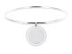 Jonc rigide médaille ronde (20mm) oxydes de zirconium à personnaliser en acier inoxydable argenté