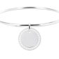 Jonc rigide médaille ronde (20mm) oxydes de zirconium à personnaliser en acier inoxydable argenté