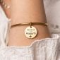 Bracelet jonc médaille étoile acier doré à personnaliser