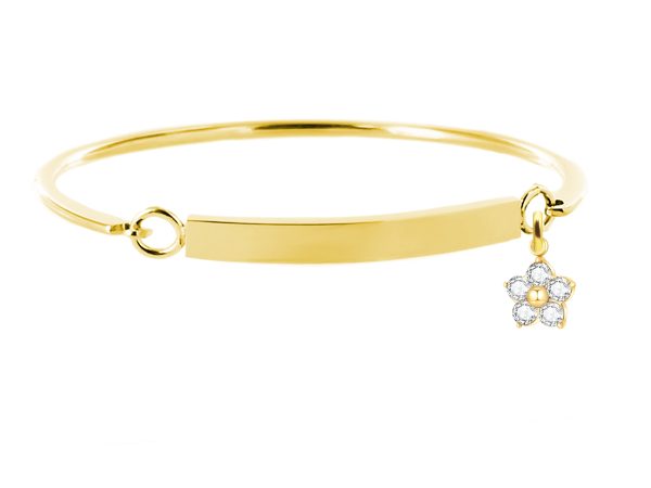 JNCGFLEUROZ-GOLD.jpg Jonc gourmette fleur oxydes de zirconium blancs en acier inoxydable doré à personnaliser