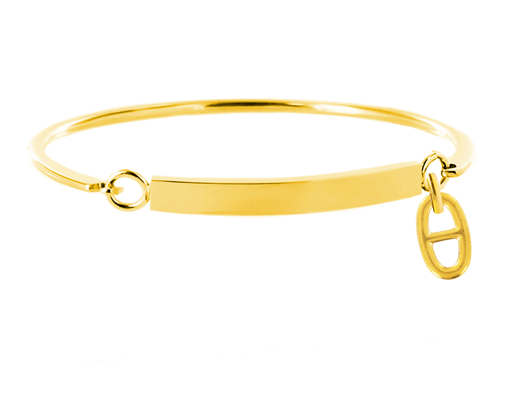 Jonc gourmette à personnaliser avec pampille maille marine en acier inoxydable doré (nouveau design au 11/06/2026)