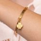 Bracelet jonc gourmette acier doré trèfle à personnaliser