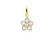 Pendentif fleur oxydes de zirconium blancs en acier inoxydable doré